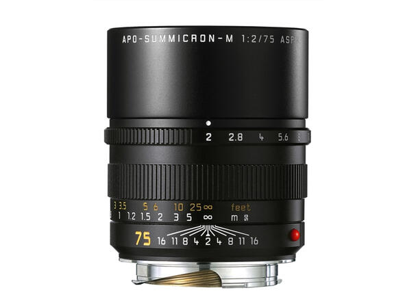 Leica APO-Summicron-M 75mm f/2 ASPH Teleobjektiv, Filterfatning E49, Svart